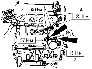Детали двигателя со стороны впускного коллектора