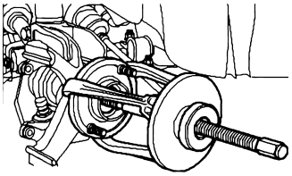 Снятие поворотного кулака с привода колес с помощью съемника