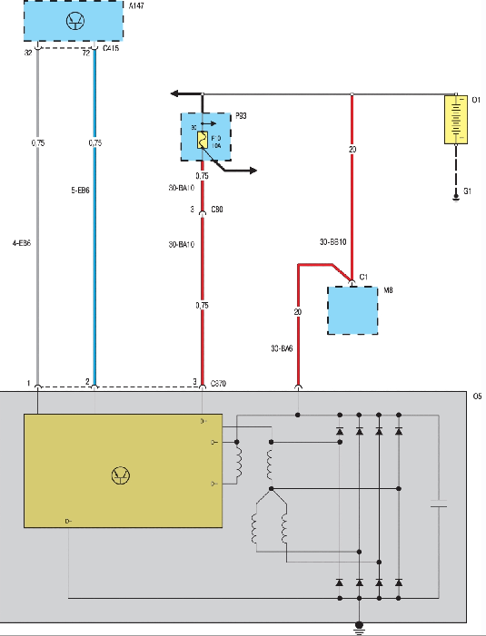 Схема системы электроснабжения автомобиля с двигателем Endura-DI