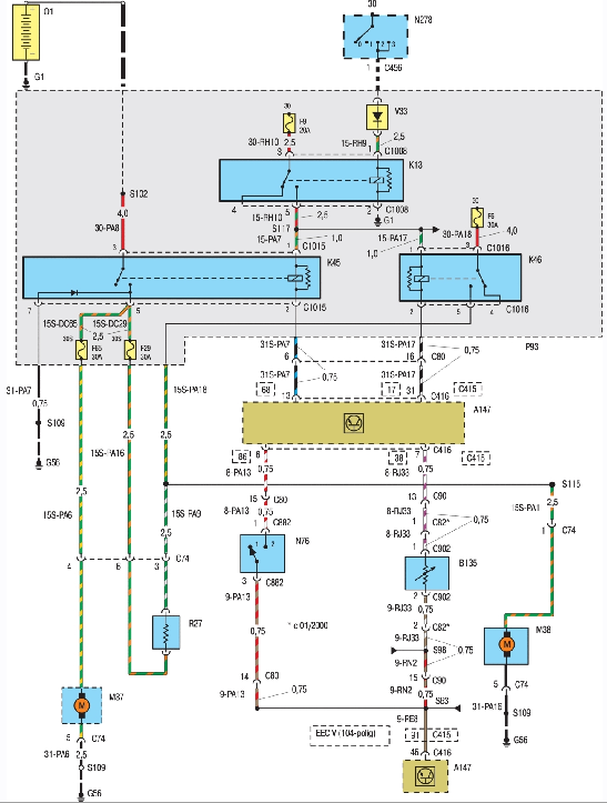 Схема системы охлаждения двигателя Zetec-SE с кондиционером
