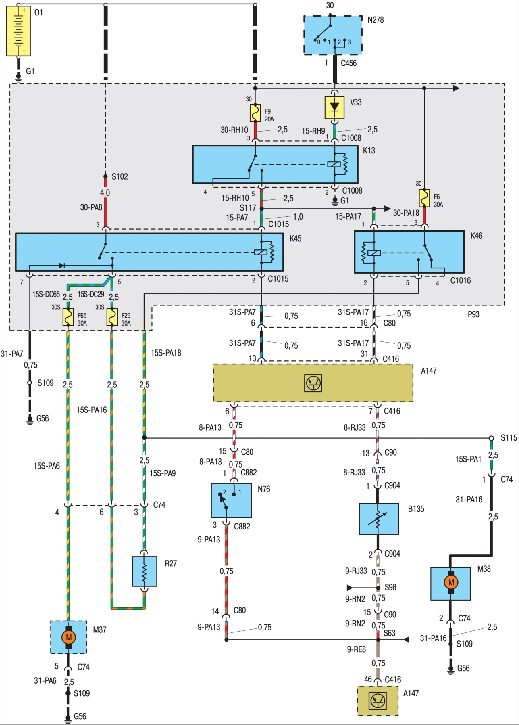 Схема системы охлаждения двигателя Zetec-E с кондиционером