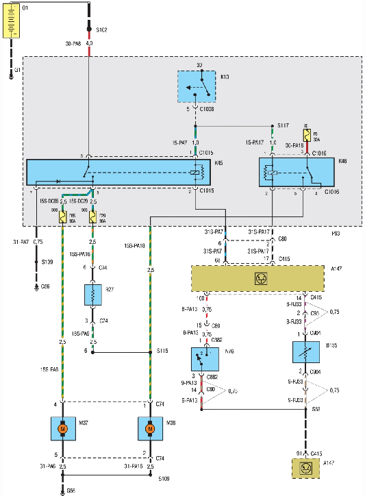 Схема системы охлаждения двигателя Edura-DI с кондиционером